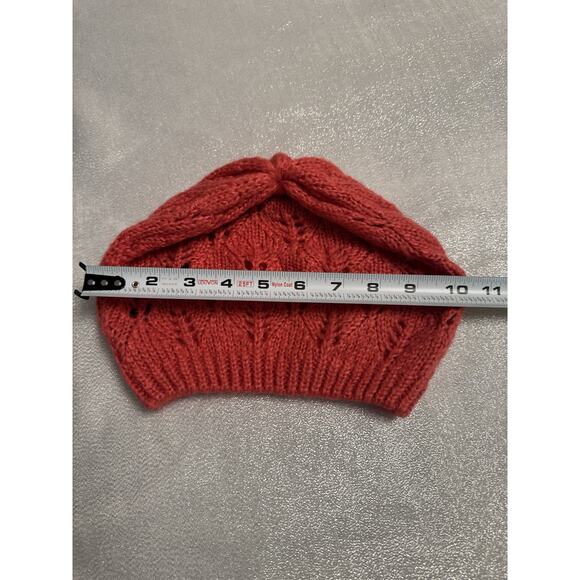 Red Knit Beanie Pattern Orange Comfy Cozy Trendy - Picture 4 of 4